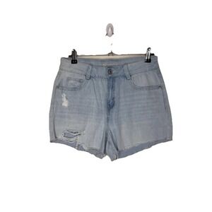 Rewash Womens High Rise Distressed Denim Shorts Light Wash Frayed Hem Size 7 28
